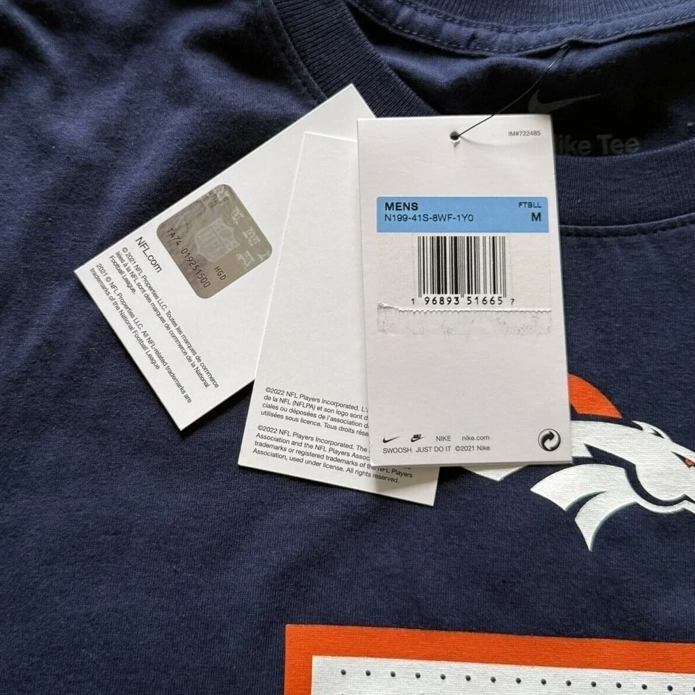 Nike NFL Denver Broncos Russell Wilson #3 Football T Shirt Mens M Navy Blue NWT - Picture 5 of 7